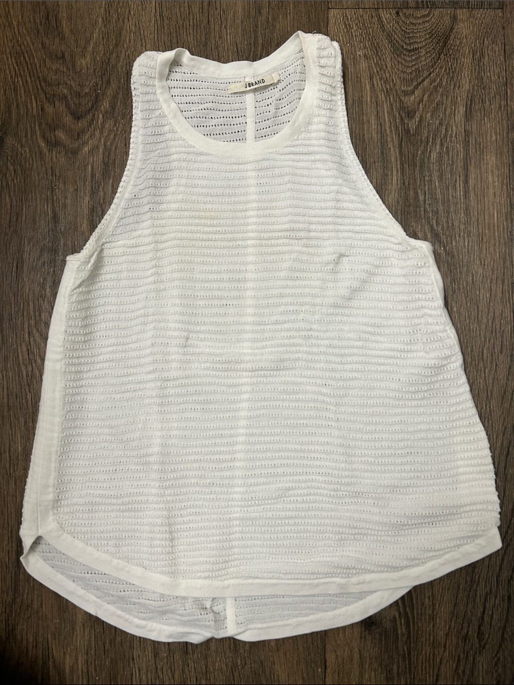 J. Brand  White Open-Knit Racerback Tank | XS